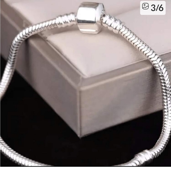 Elegant Snake Chain Charm Bracelets for Charm 925 sterling silver Bracelet 7.5" - Picture 5 of 9